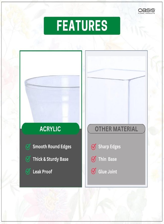 Oasis Acrylic Unbreakable Classic Flower Vases for Table Centerpiece, Home Decor, Floral Arrangement, Office, Events, Gifting & More - Hantied Clear - Image 4